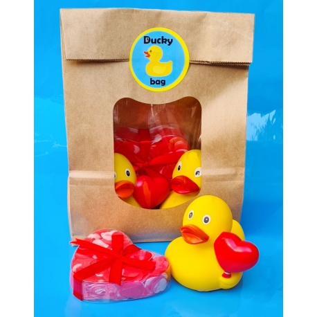 DUCKYbag LOVE met hart badconfetti  Hartjes & Huwelijkskado