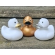 Badeend wit met gouden snavel 8 cm B  Wit