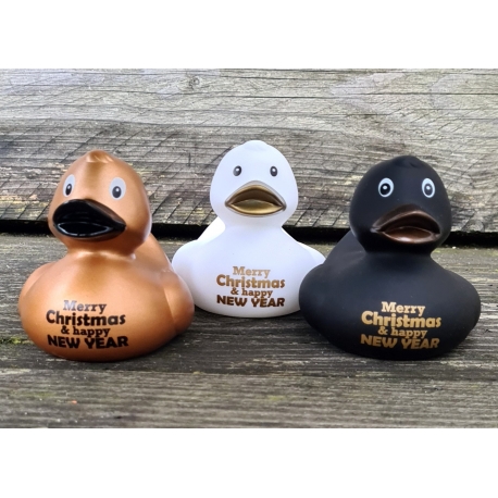 DUCKY TALK Merry Christmas & happy NEW YEAR Black  Ducks with text