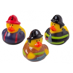 Badeend mini brandweer (per 3)  Mini eendjes