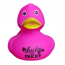 DUCKY TALK LUCKY duck Fluorrosa  Enten mit tekst