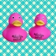 DUCKY TALK LUCKY fluor roze  Eendjes met tekst